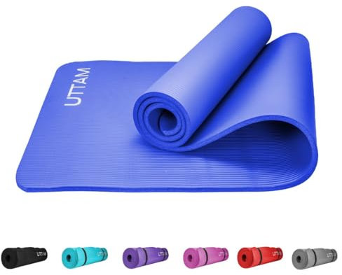 UTTAM Yoga Mat | Multi-Purpose Extra Thick Foam Exercise Mats | Stretching, Resistance Workout & Therapy – Pilates, Home & Gym Equipment Accessory for Men Women Kids (183 x 60cm) (Blue)
