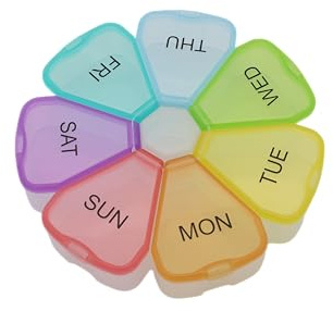 7 Day Weekly Pill Round Organizer, ShysTech Large Pill Case Pill Box 1 Time A Day for Pills/Medication/Supplements/Vitamin (Multi-Color)
