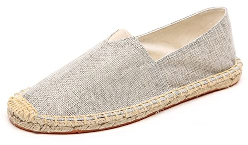 Altxic Comfort Canvas Slip på Espadrilles Flat, Ljusgrå, 44 EU