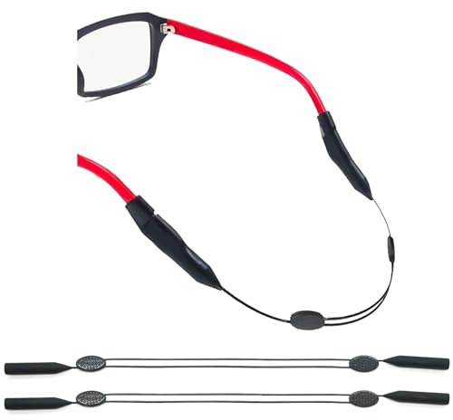 LANLANG Brillenband 2 Stück für Damen, Herren und Kinder, Brillenhalterband für Sport, Brillenhalter, Sonnenbrillenband, rutschfest, Einstellbare, Schwarz
