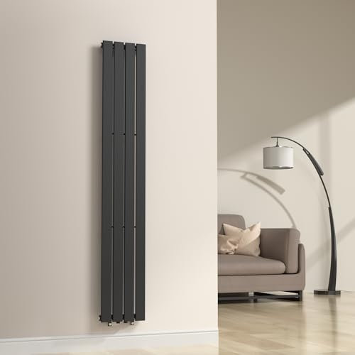 [neu.haus] Termosifone da Parete Radiatore Design Riscaldamento ad Acqua Calda Termoarredo a Pannello Singolo con Elementi Piatti 180 x 30 cm - Nero