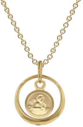 trendor Taufring mit Amor Gold 333/8K an goldplattierter Silberkette Halskette für Kind oder Mama mit Anhänger 15994-40 40 cm
