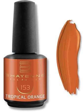 SHAYENNE UV LED Gel Nagellack 15ml - 153 Tropical Orange - Made in Germany - UV Lack für Gel Nägel & Langanhaltendes Nageldesign - Studio Qualität