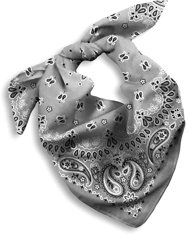 EVERY-VILLE Cotton Bandana Scarf Neckerchief Men Women Cowboy, 1 Pack, Grey