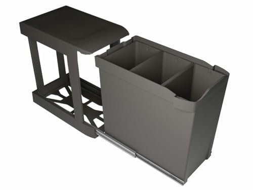 Naber 8011299 Moderna Trio Abfallsammler 30 Liter, anthrazit, ab 30 cm Schrankbreite