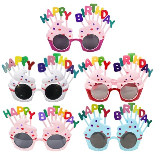 EHDWXVZM 5 Stück Geburtstagsbrille, Geburtstagsdekobrille, Lustige Sonnenbrille, Partydeko-Augenzubehör, Fröhliche Brille