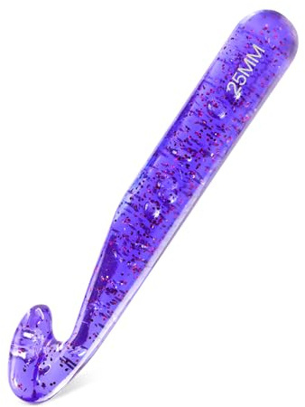 Ruasol 25 mm Häkelnadeln, große Häkelnadel für Anfänger | Häkeln mit Ergonomischen Griffen, Transparente Kristallhäkelnadeln zum Stricken von Garnteppichschals