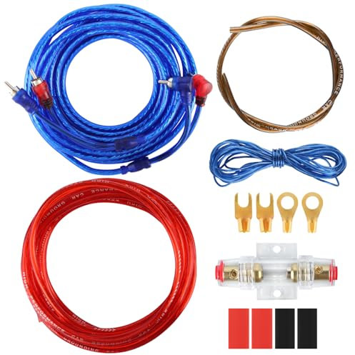 Kfz Verstärker Kabelsatz, Anschluss Set 10GA Subwoofer Kabel Set, 1500W Endstufe Kabelsatz, Verstärker Endstufe Kabel, Auto Verstärker Car Audio Wire 4,5m für Car Audio Endstufen
