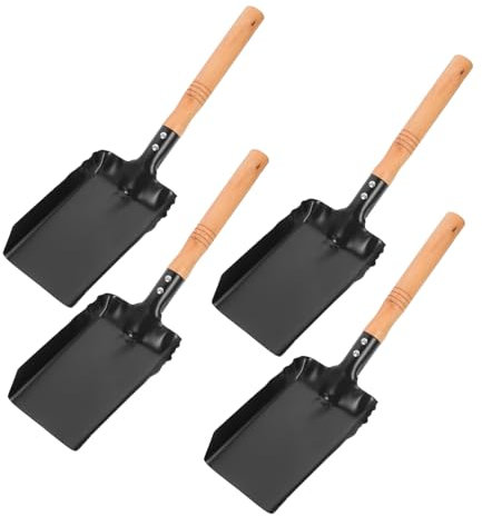 Cabilock Pala Para Cenizas Doméstica Pequeña 4 Piezas Hierro y Madera Resistente Para Limpieza De Chimenea Hogar Jardín