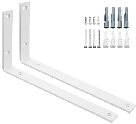 SAYAYO Schwerlastwinkel Regalwinkel Weiß Regalhalterung Schwerlast 300mm Metalle 90 Grad 2 Stück Winkel Regal Schwerlastkonsole für Wandmontage