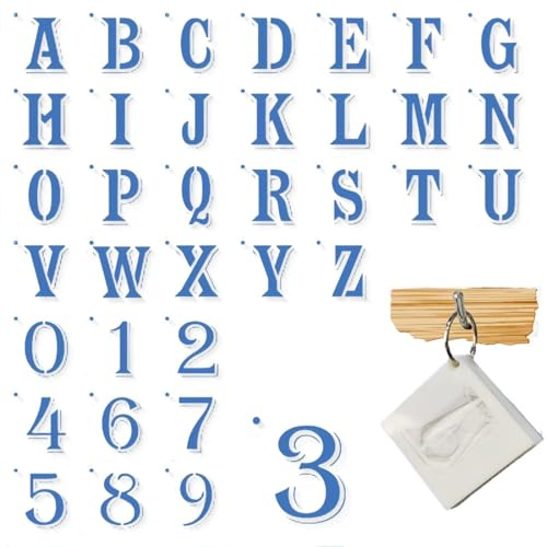 2.5 Inch Letter Stencil Set, 36Pcs Reusable Spraying Scale Stencils for Painting with Large Letters and Number for Scrapbooking Home Decor