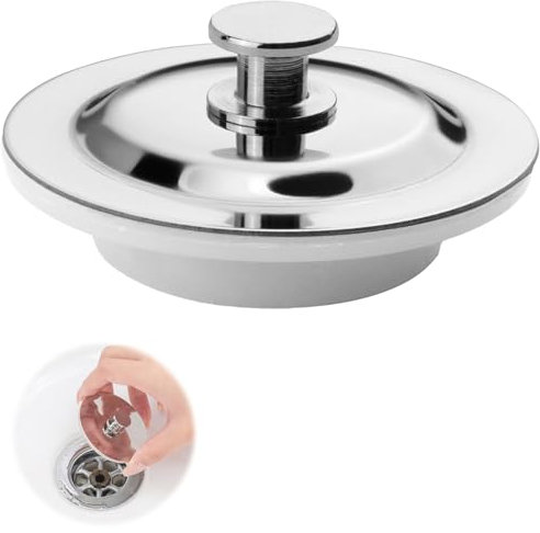 teasteam Tappo Lavandino Bagno Universale 42-45 mm Tappo Lavello Cucina Facile Impugnatura Tappo di Scarico in Inox con Una Maniglia per Lavandino Cucina Bagno Vasca da Bagno