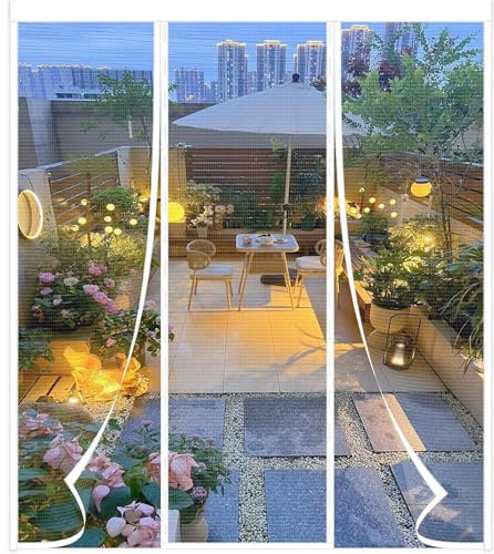 Fliegengitter Tür - Insektenschutzvorhang mit Magneten für Balkon- und Terrassentüren - zur einfachen Montage ohne Bohren(70x190cm,Weiß)