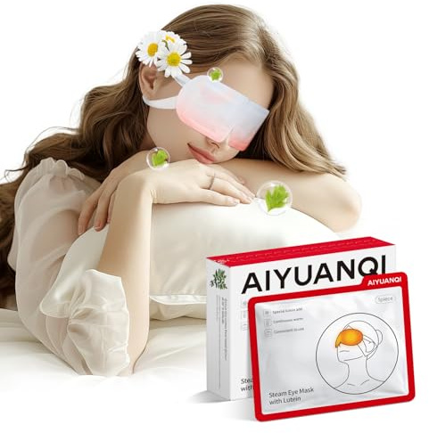 AIYUANQI 5Packs Steam Eye Mask with Lutein, Heated Eye Mask Warm Compress for Eyes, Disposable Self Heating Steam Mask for Home, Sleep, Spa, Travel Essentials