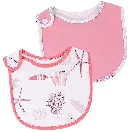LRXIYODE Babero Babeante para Ñiño, Pack de 2, Algodón Rosa Absorbente