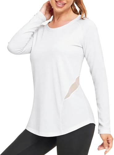 Wayleb Camiseta Mujer de Manga Larga para Deporte – Transpirable y de Secado Rápido para Yoga, Pilates, Fitness y Correr