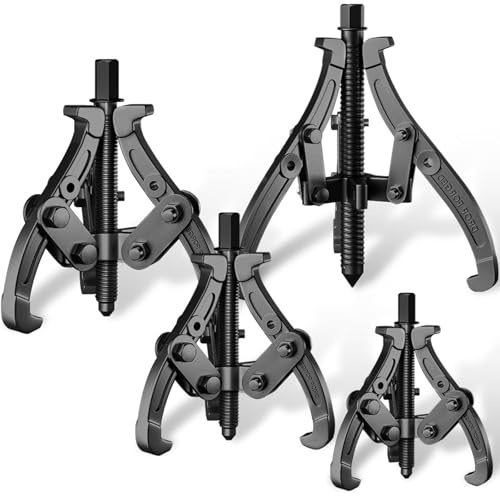 4Stk. Lagerabzieher Satz 3'' 4'' 6'' 8'' (75/100/150/200 mm) 3-armig Abzieher Werkzeug Set Klauenabzieher | Innen-/Außen Abzieher zum Kugellager, Fahrzeugräder, Schwungräder, Schiebezahnräder
