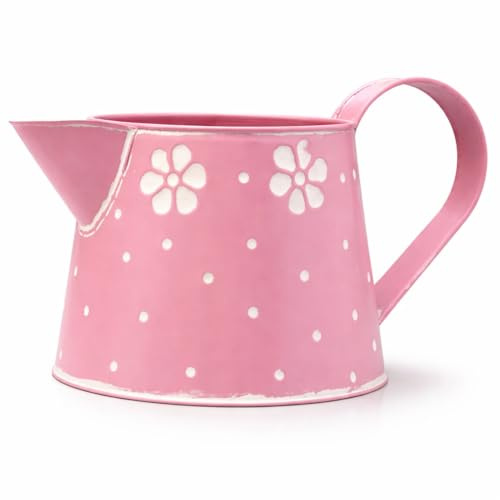 The Happy Garden Galvanised Metal Watering Can, Lipped Precision Spout, Durable Indoor & Outdoor Watering Jug for Houseplants, Flowers, Herbs & Garden Plants - 1.5L (Pink)