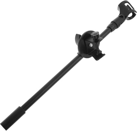 Soporte de Micrófono Regulable con Clip, Portátil de Metal Negro | Brazo Retráctil y Movimiento Versátil, Uso en Broadcast y Streaming, Accesorio de Travesaño Incluido