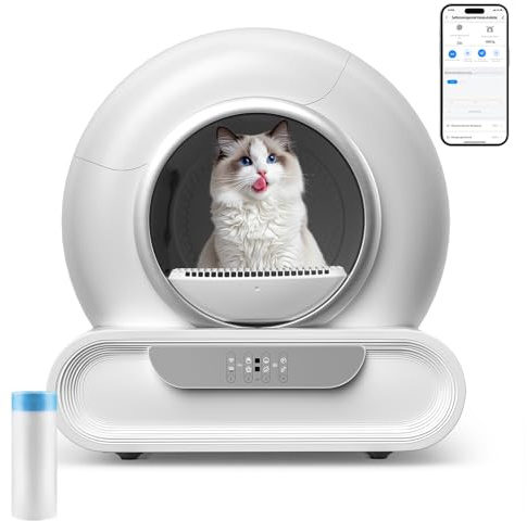 Self Cleaning Cat Litter Tray - Low Noise, 65L+9L Large XXL Electric Cat Litter Box, with 4 Weight & Infrared Sensors, Smart Deodorization, and APP Remote Control – Automatic & Multifunctional