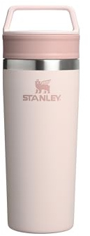 STANLEY 1913 Cafe to-Go Travel Mug 0.47L - Keeps 5 Hours Hot - 6 Hours Cold - Stainless Steel Thermal Mug - Dishwasher Safe - Easy-Carry Handle - Insulated Coffee Cup - Rose Quartz