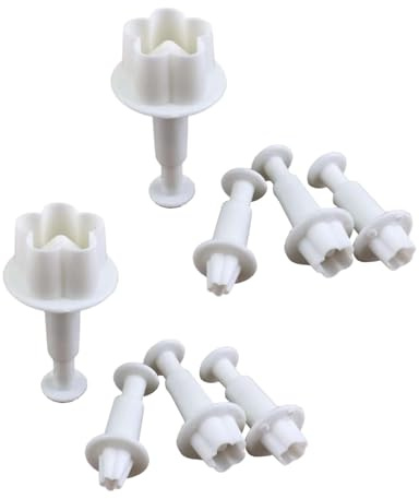 8Pcs White Flower Plunger Cookie Cutters, Blossom Cake Fondant Mold,DIY Flower Cake Fondant Mold Plastic Cakes Decorating Tools Baking Accessories for Baking Plastic, Dessert and Candy Sculpting Tools