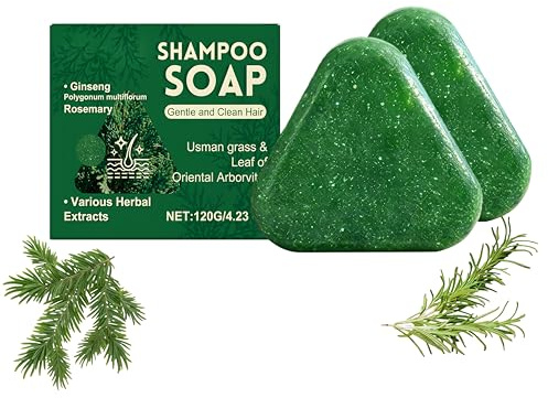 Green Festes Shampoo Bar, mit Bio Rosmarinöl & Keratin – Sanftes Naturseife Shampoo für Trockenes und Strapaziertes Haar, zur Pflege und Stärkung – für Langanhaltende Frische (2pc, 240g)