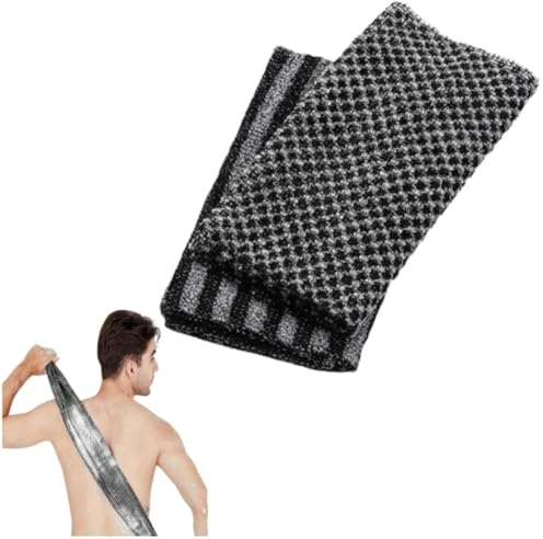 Serviette de bain exfoliante - Gants de gommage en fibres de bambou naturelles et charbon actif pour une exfoliation douce (2 pièces)