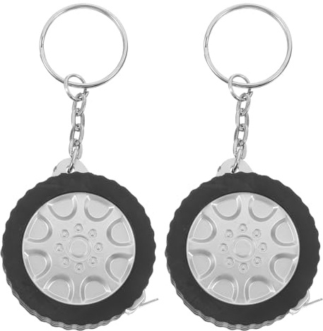 NUOBESTY 2pcs Mini 1 Meter Tire Pattern Retractable Tape Measure Keychain, Small Pocket Measuring Tape for Construction, Diy, and Home Use