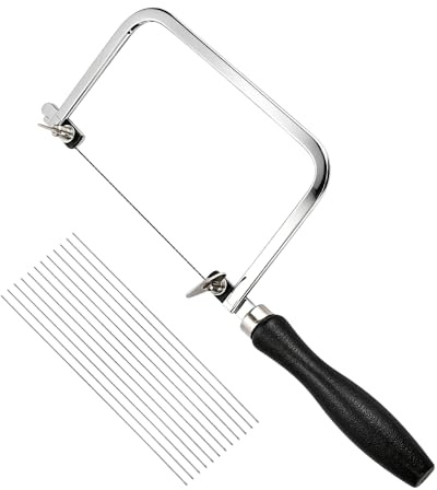 yotutun Scie à Chantourner à Cadre, Scie à Bijoux Manuelle avec 12 Lames de Rechange Scies à Métaux Portables Poignée en Bois Scie Chantourner Polyvalente pour Coupe Précise Bois Métal Plastique
