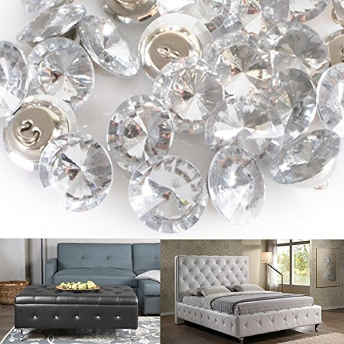 50pcs Botón de cristal, Brillantes Botón Redondo Cristales Artificiales Muebles Botón silla Sofá Cabecero de Cama Decorar Botón (25 mm)