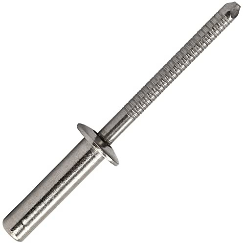 OPIOL QUALITY® Dichtblindnieten mit Flachkopf, gerillter Nietdorn 4,8x20 mm aus Edelstahl A2 V2A (50 Stück) Flachkopfnieten Dichtnieten Popnieten Bechernieten Niete ISO 16585