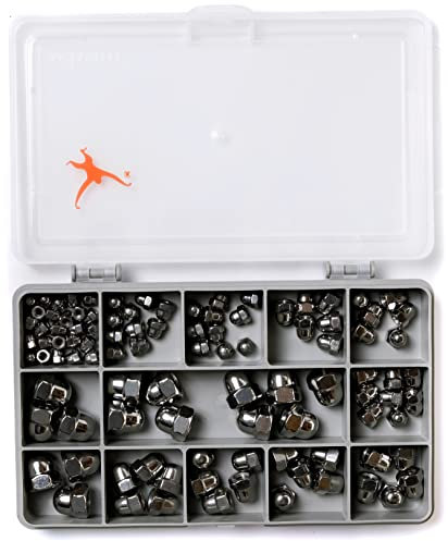 100 Assorted Dome/Acorn Nuts | DIN 1587 | M3, M4, M5, M6 and M8 | A2-70 (304) Stainless-Steel