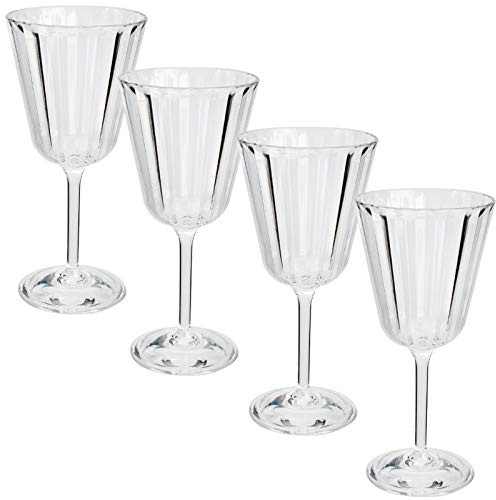 Acryl Weinglas 220ml elegante Kristall Glas Optik - klar - Gläser 4er Set - Weinkelch - Cocktailglas - Kunststoff Glas - Outdoor - Haushalt Küche - stabil - bruchsicher - leicht abwaschbar - 4 Stück