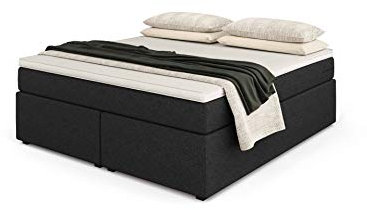 Betten Jumbo Headless King Boxspringbett | Anthrazit | 180x200 | Härtegrad mittel | inkl. Visco-Kaltschaum-Topper