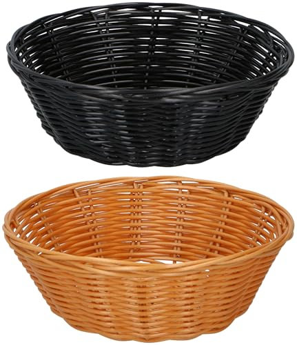 alpina Set di cestini per il Pane - 2 Pezzi - Cestini in Vimini - Marrone e Nero