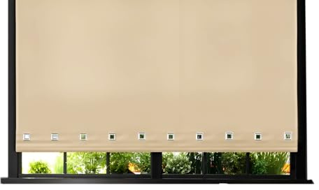 Funky Gadgets Roller Blinds Square Eyelet Light Filtering Roller Blind Daylight Trimmable Blinds Child Safe Easy Fit Metal Tube Home Office Window Blinds-Cappuccino, W60 x L165cm