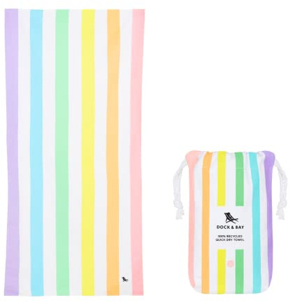 Dock & Bay Kid's Towel - for Beach Use - Quick Dry, Sand Free - Compact, Lightweight - 100% Recycled - Includes Bag - Summer - Unicorn Waves, Medium (130x70cm, 51x28)