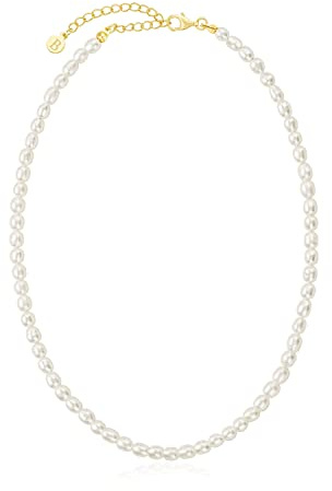 Brandlinger Perlenkette Silber 925. Kette mit Süßwasserperlen. Choker Kette Damen vergoldet, Schmuck für Frauen und Mädchen. Verschiedene Größen und Längen. (Kleine Perlen)