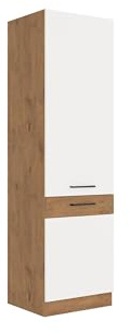 Kuechen-preisbombe Vigo Hochschrank 60 Eiche Lancelot Weiß Hochglanz Küchenzeile Küchenblock Küche