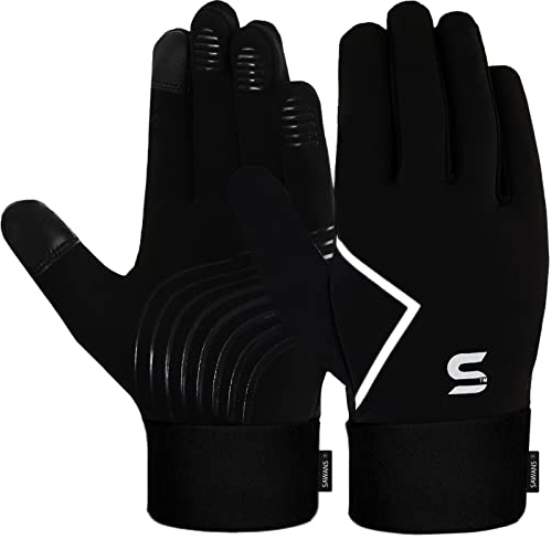 SAWANS Kids Running Sports Gloves Cycling Boys Winter Touch Screen Thermal Children Girls Windproof Outdoor Anti-slip Gloves Warm Bike Riding Football Walking Ski Ages 3-10 (Black, XS (3-4 Years))
