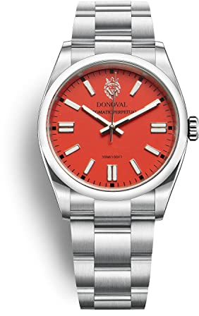 DONOVAL 41 mm rostfritt stål automatisk klocka med färgad urtavla och Deployante stängning – 30m dykare – med Premium Box och Garanti – Automatic Perpetual, Lobster, Elegant, lyxig