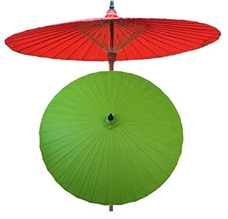2m Runder Sonnenschirm Im Vintage-Stil, Handgefertigter Sonnenschirm Aus Wachstuch, Klassischer Bambus-Gartenschirm, Tragbarer Strandschirm, UV-Schutz, Regenfest, Terrasse/Terrasse/Pool/Outdoor
