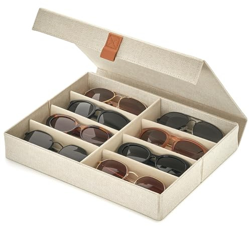 ZICOTO Organizador seguro para gafas de sol: el soporte y almacenamiento perfectos para mantener tus gafas libres de polvo.., Marfil, X-Large