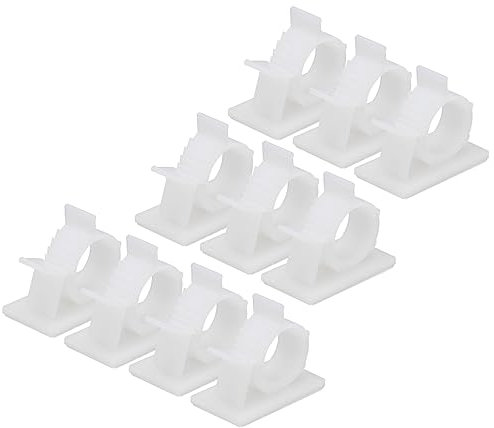 sourcing map 30Stk Kleber Kabel Leitung Clip PE Kordel Klemmen 17-20mm Einstellbar für USB Schnüre Mauskabel Netzwerk Kabel Weiß