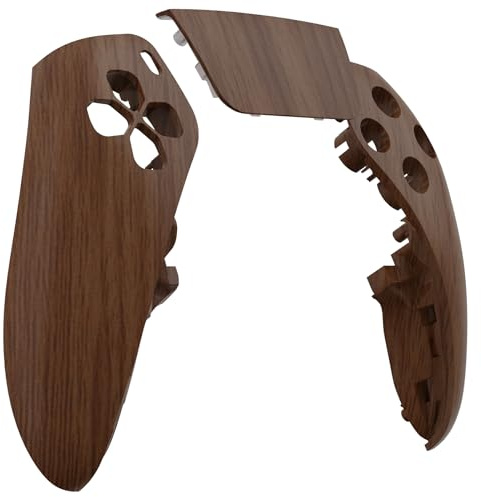 eXtremeRate Left Right Front Housing Shell with Touchpad Compatible ps5 Edge Controller, Wood Grain DIY Replacement Faceplate Custom Touch Pad Cover MLREGS001-JY