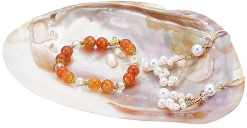 CRASPIRE Bandeja de Joyería de Concha Natural con Forma de Concha de Mar, Bandeja Colgante, Plato de Joyería, Llaves, Cuenco, Collar, Pulsera, Bandeja de Dulces para Mujeres Y Niñas