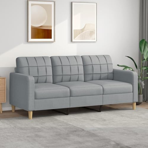 ZEYUAN 3-Sitzer-Sofa Hellgrau 180 cm Stoff, Sofa Wohnzimmer, Jugendsofa, Relaxsofa, Sofas & Couches, Sofa Für Schlafzimmer, Jugend Kinderzimmer