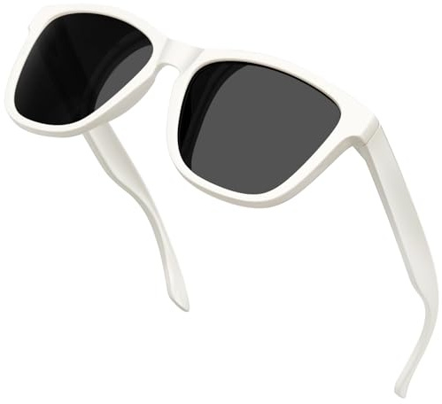 KANASTAL Polarisierte Sonnenbrille Herren Damen Klassische Rechteck Sonnenbrille UV400 Schutz Retro Unisex Brille für Reise Wandern und Alltag, Beige Rahmen Schwarz Gläser