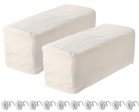 QUARKZMAN 2 Stück Stretch-Armlehnenbezüge für Stühle/Sofas, Couch-Armlehnenbezüge mit Drehstift, Möbelschutzbezüge für Sofa Sessel Recliner Weiß